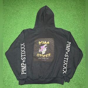 Vintage Y2K Skull Cross Bones Jnco Pimp Stixx Grunge Skater Black L Hoodie